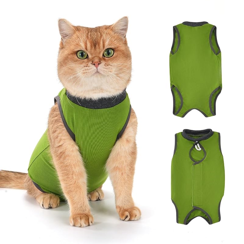 Roupa pós-operatória para gatos Avont em tecido modal cotton, Green, Medium