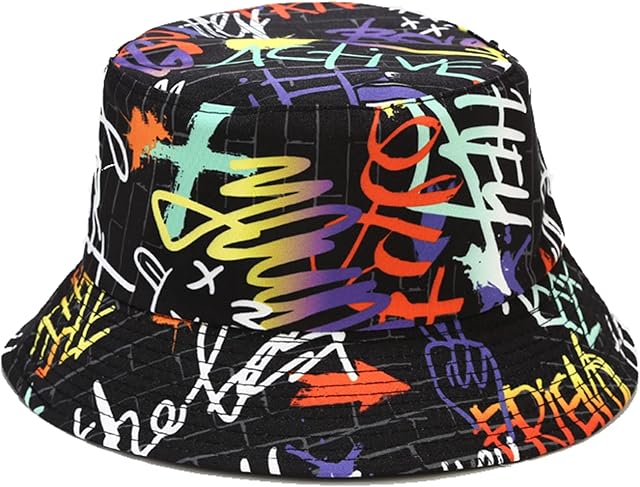 FMMNY Unisex Print Reversible Bucket Hat Beach Sun Hat Aesthetic Fishing Hat for Women Men Teens Both Sides Wear