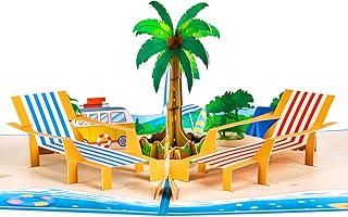 GREETING ART Beach Vacation Pop Up Card, Beach Birthday Card, Happy Travel Summer Cards, Tropical Vacation Cards for Anniversary, Retirement, Father’s Day，Thinking of You, Valentine's Day