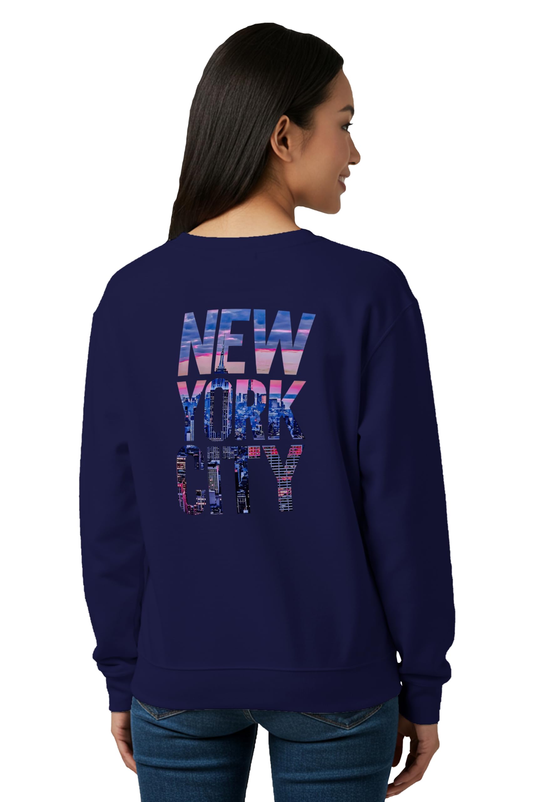 buy that trendz Winter Sweatshirt for Women New York City Building Graphic Printed Round Neck Regular Fit Cotton Blend Gen Z Casual Sweatshirt-picture-23