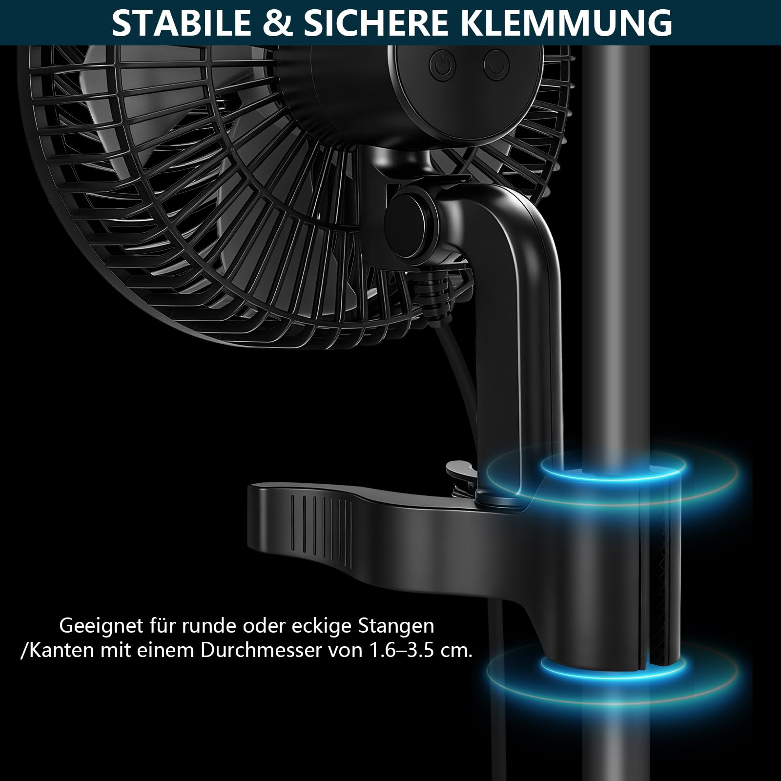 Grow Ventilator Oszillierend mit Clip, Clip Ventilator mit EC-Motor, 10 Stufen & 2 Modi, 3 m Kabel Klemmventilator für Grow Zelte, Anzuchtzelt, 150mm Durchmesser, 544 m3/h Luftstrom, 28 dB(A)(2 Stück)