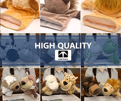 Miniatura 3 de LOMTRATS Marionetas de mano de animales para niños, incluye lobo, tigre, león, mono, así sucesivamente, bocas abiertas móviles, perfectas para