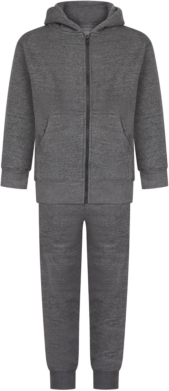 Gum & Berries Kids PlainTracksuit Hoodie with Fleece Jogger Sweatpants Sports Pullover Activewear Set Girls Boys 5-14Y