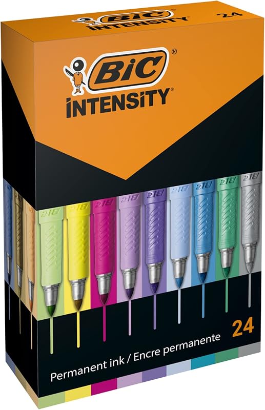 BIC Intensity Permanent Marker 24 féle metál és pasztell szín, gyors száradó - 1 pc. (pack of 24), Single, multicoloured, bookmark
