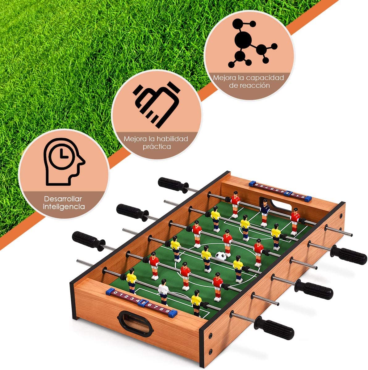 COSTWAY Mesa Multijuegos 2 En 1 – Futbolín Y Air Hockey Portátil, Ideal Para Fiestas Y Tardes En Familia, 69x36x10 Cm
