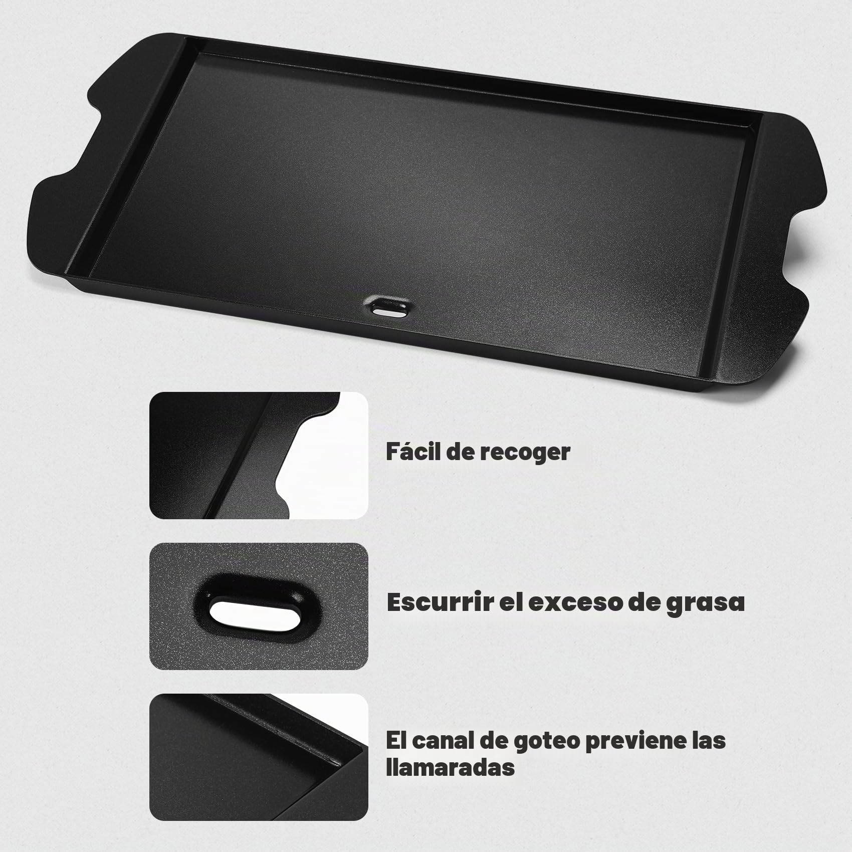 Onlyfire Plancha Barbacoa para Parrilla de Gas Portátil Weber Traveler, Revestimiento Cerámico Antiadherente, Placa de Parrilla Grande para Verduras, Carne y Pescado, 62,5 x29,5x2cm