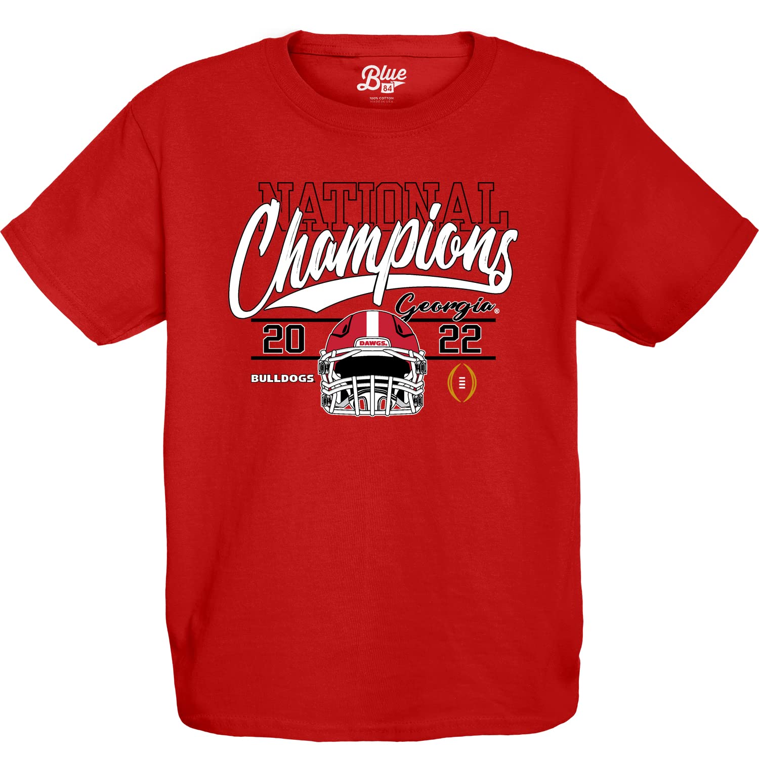 Blue 84 Kids Georgia Bulldogs National Champs 2022 T-Shirt - Officially Licensed Helmet Graphic