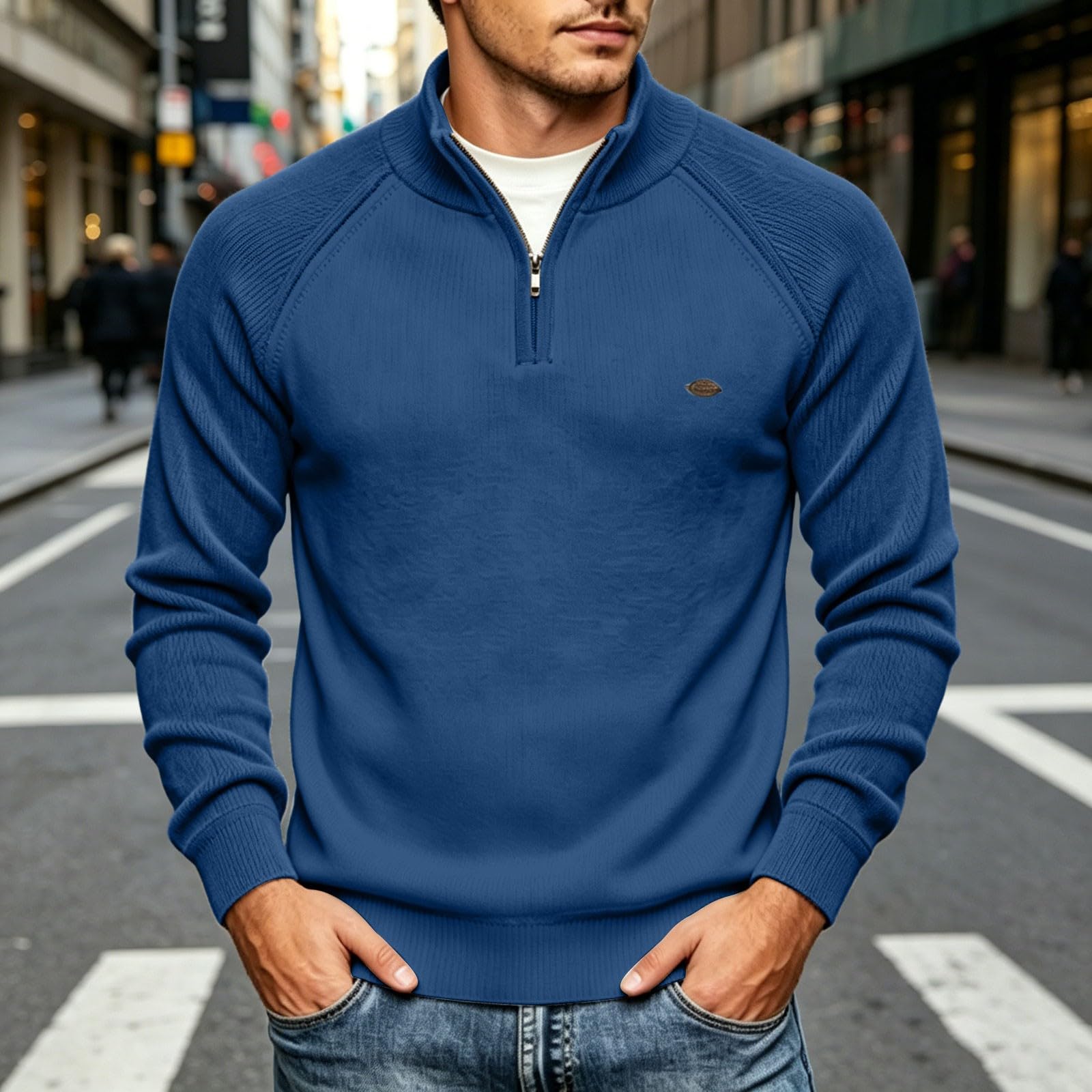 Sweat Col Camionneur Homme Manches Longues Coupe Ajustée Confortable