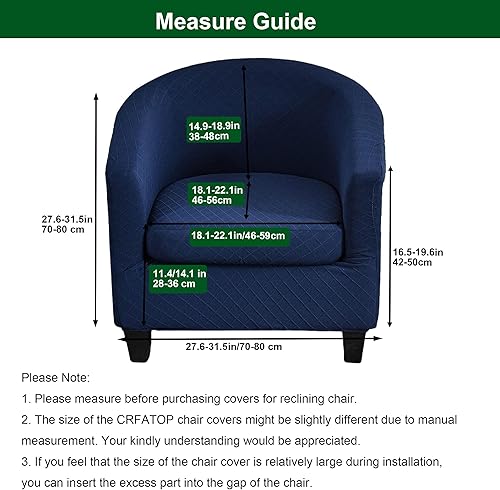 Miniatura 2 de CRFATOP Funda de 2 piezas para silla de bañera, funda de sillón impresa, funda de sillón redonda suave, funda protectora de muebles con parte