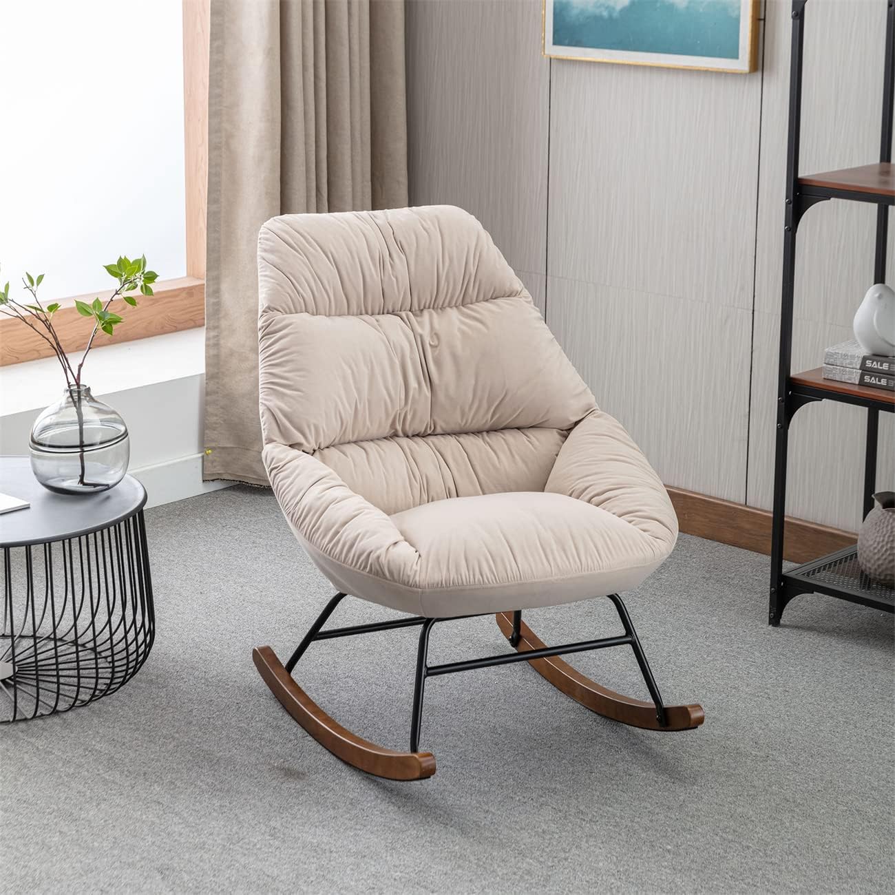 Amazon.com: TRIPLE TREE Upholstered Rocking Chair, Accent Rocker Chair ...