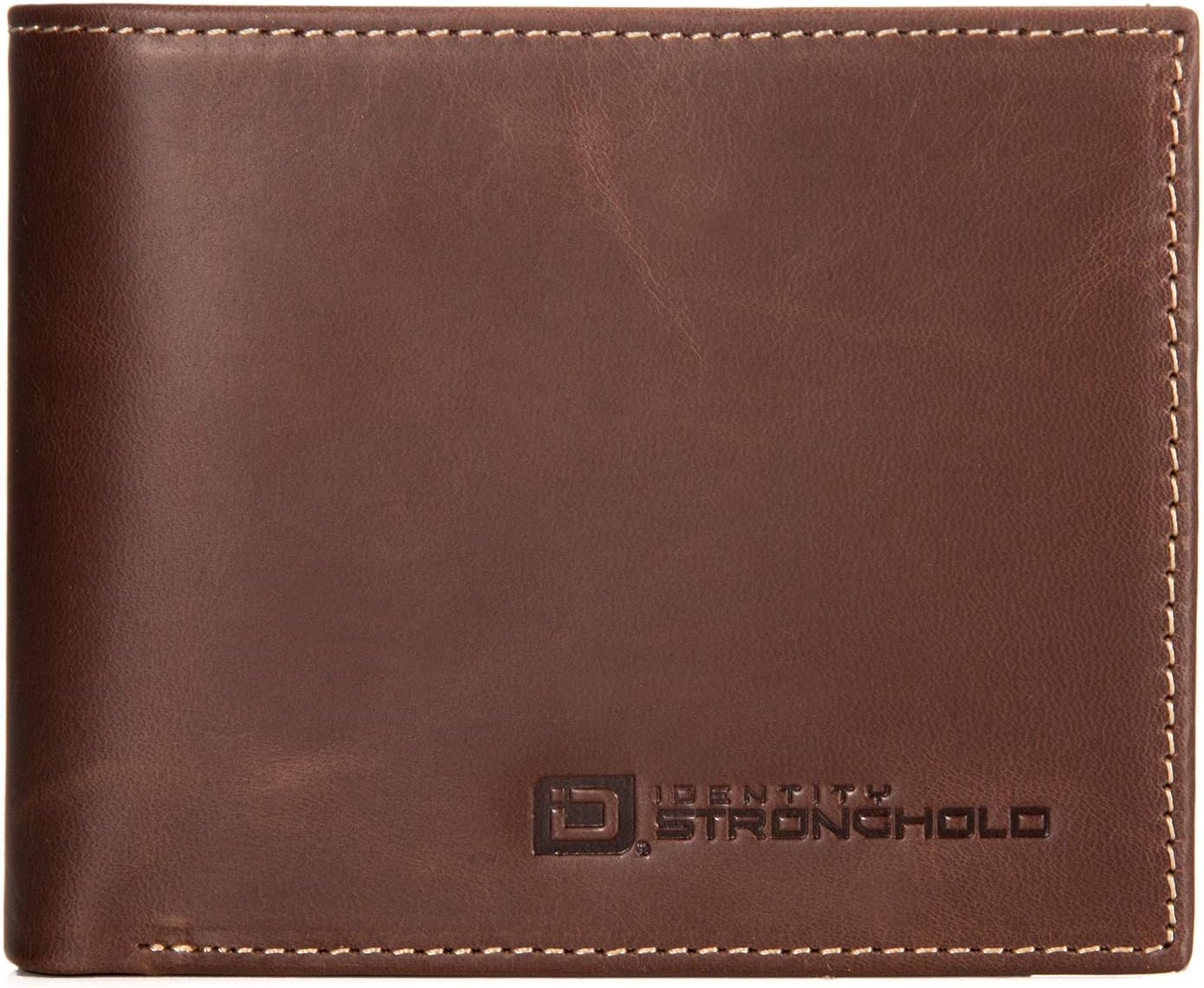 ID StrongholdExtra Capacity Bifold Wallet for Men - RFID Blocking Genuine Leather Wallet Luxury Brown
