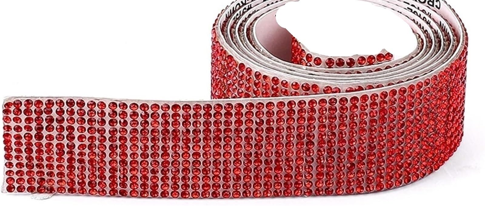 Glitter Tape, DIY Self Adhesive Rhinestone Tape Decorative Crystal Ribbon Diamond Multicolor 1.4cm 2.7cm(Red,1.4cm)