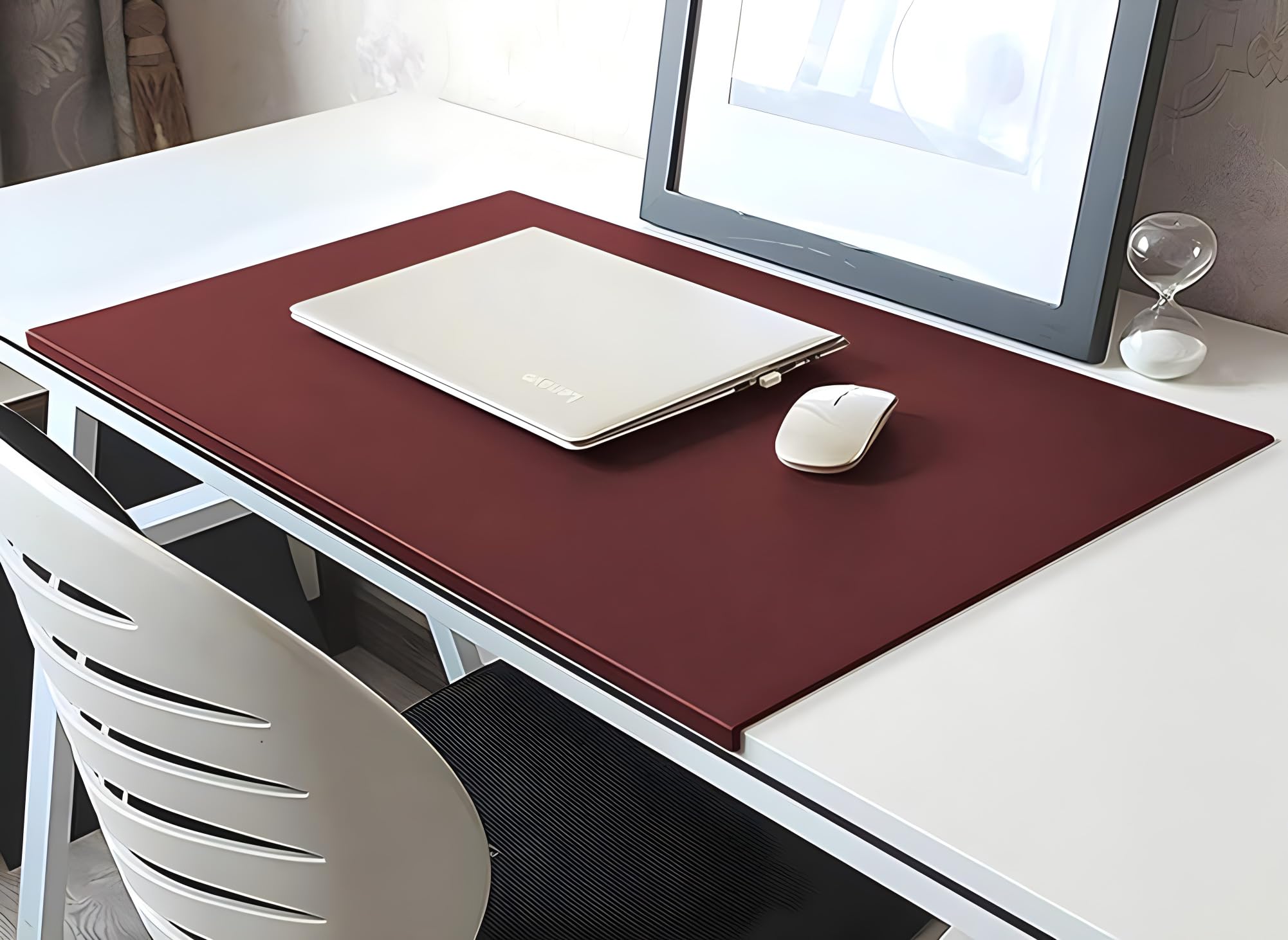 Mouse Pad Desk Mat with Edge Protector, PU Leather Office Home Desk Pad with Fixation Lip, Smooth Gaming Mouse Mat Non Slip Writing Pad-120x60cm-Red — image 1