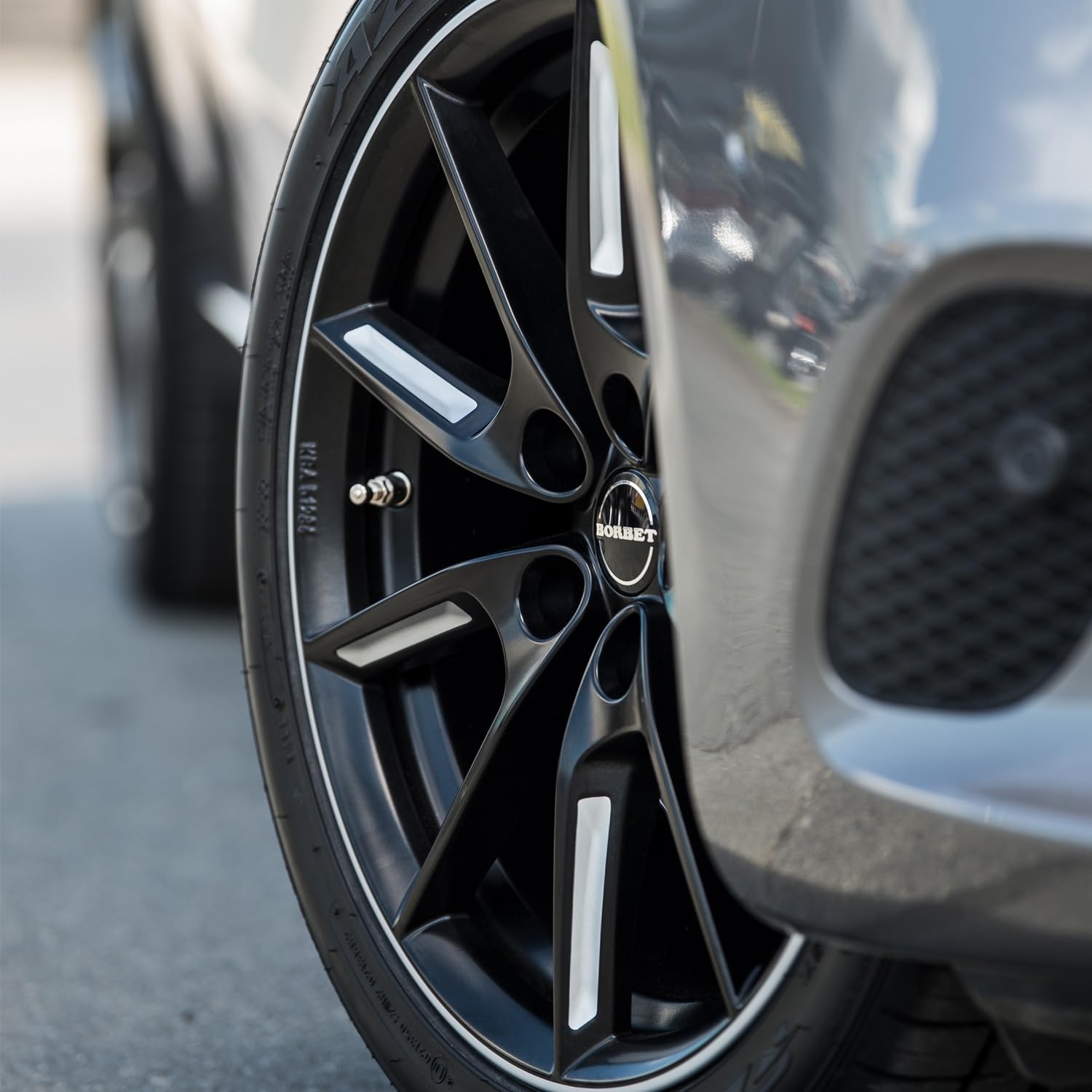 4x Borbet Felgen LX19 8.0x19 ET50 5x108 black matt silver spoke rim kompatibel mit Ford C-Max Edge Focus Galaxy Kuga Mondeo S-Max