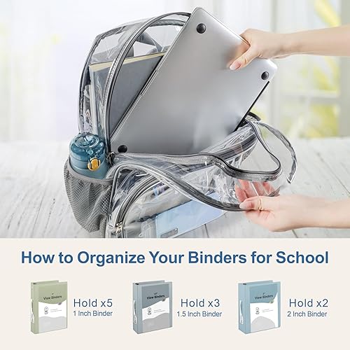 Miniatura 5 de Cambond Mochila transparente, mochilas transparentes resistentes para adultos, correas reforzadas, bolsa transparente para la escuela, el trabajo,