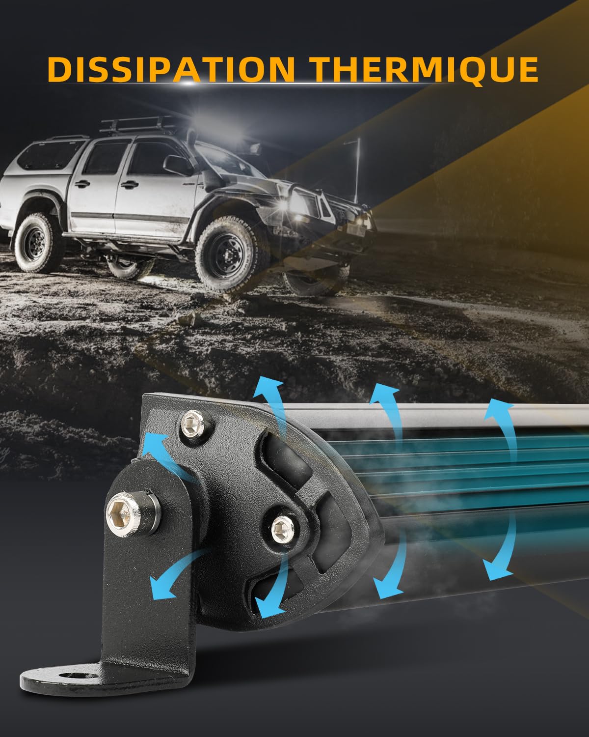 CO LIGHT Barre LED 32 Pouces Double Rangée Faisceau Combiné pour Conduite Tout-Terrain avec Supports de Fixation et Réflecteurs 6D Adaptée aux Camions Voitures Cabines Bateaux ATV/UTV