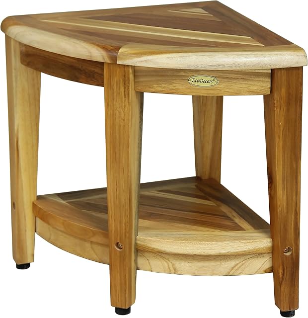 Snazzy Corner - Shower Stool - Teak Shower Bench - Teak Shower Stool for Inside Shower - Teak Bench Shower - Shower Stool for Shaving Legs