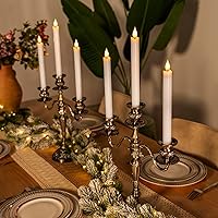 Vista 4 de Homemory 6 Pcs Wax Flameless Taper Candles with Remote Timer and Dimmer, White Candle Sticks Battery Operated, LED Window Candles with Flickering