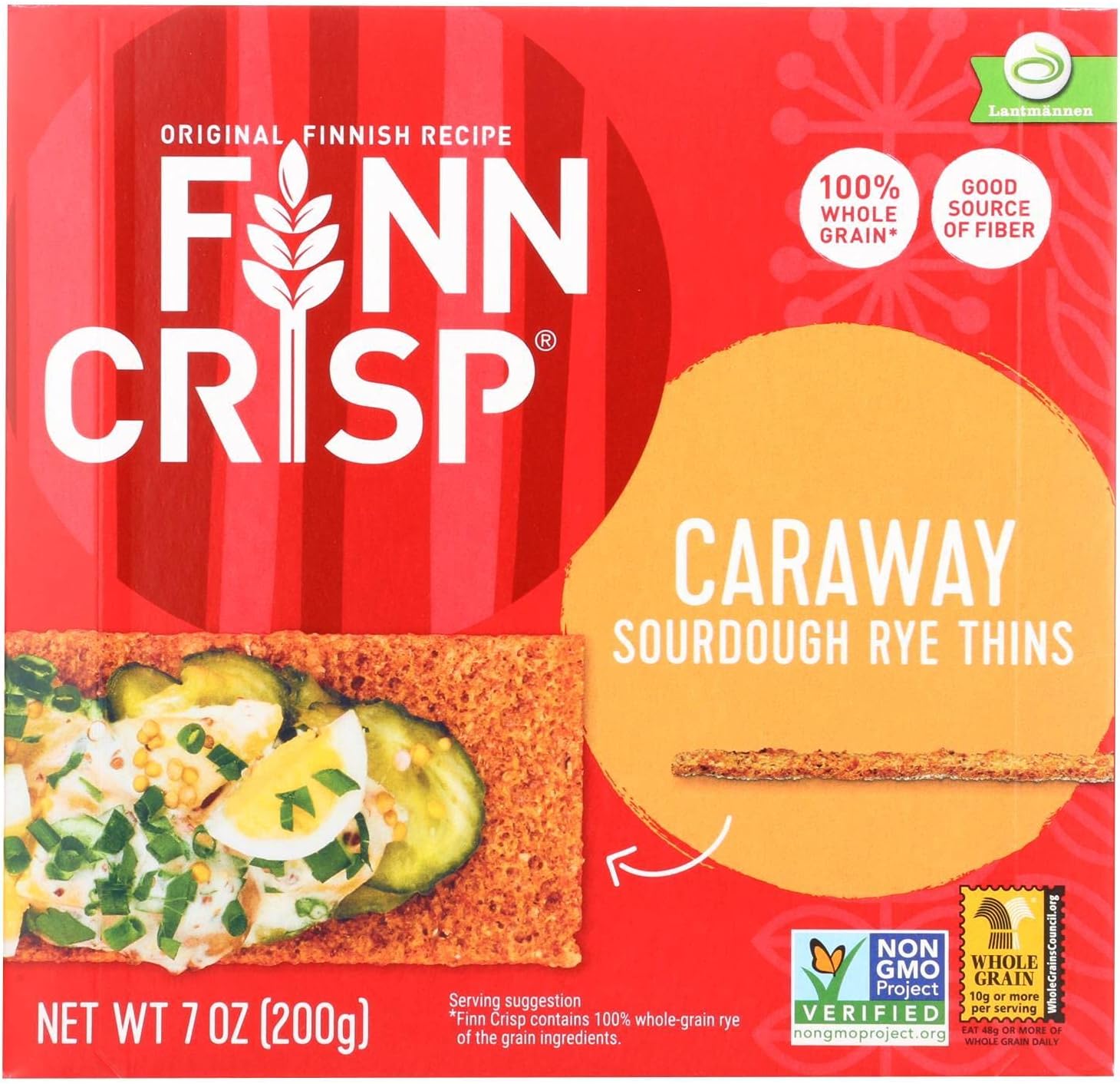 9 Pack Finn Crisp Crispbread Caraway Thin Rye Crispbread with Caraway Pack of 9, (each 7oz)