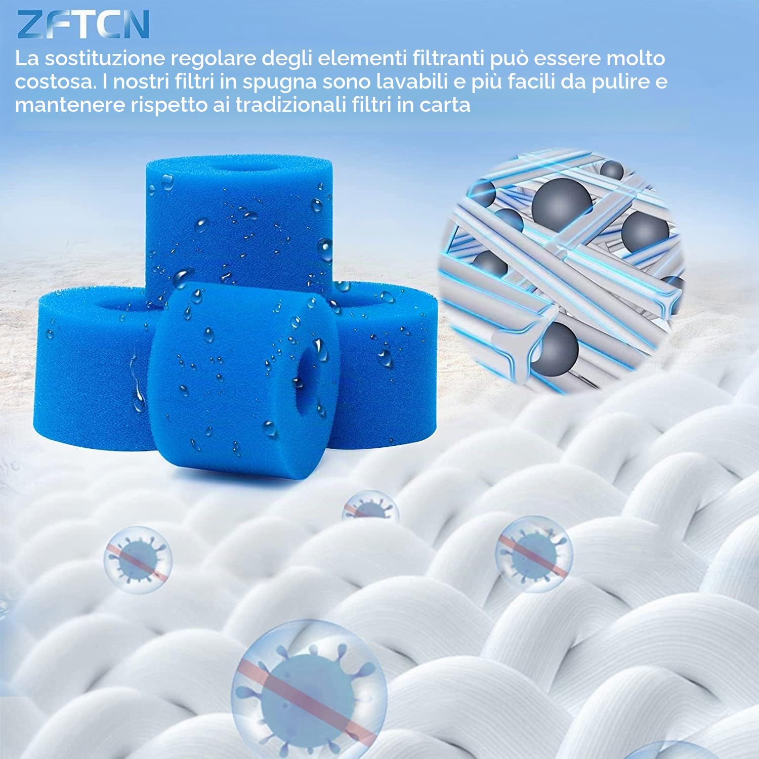 16 filtri per piscina in schiuma filtro per Intex tipo S1, filtro in schiuma per spa, piscina, riutilizzabile e lavabile, spugna di filtraggio tipo S1 (16 pezzi)