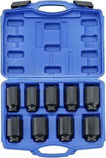 Acymner 1/2" Drive Deep Spindle Axle Nut Impact Socket | 9PCS Metric Axle Nut Socket Set 29mm-38mm 6 Point