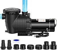 CrestWave 2HP Self-Priming Pool Pump for Above/Inground Pools - 6816 GPH High Flow, Dual 115V/230V, Quiet Durable with Large Basket & Adapters