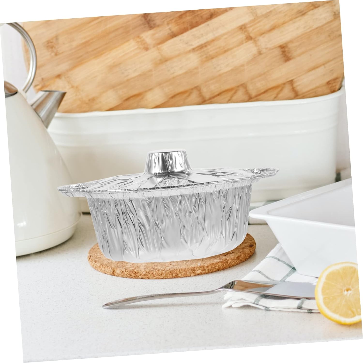 5sets Portable Aluminum Foil Pots BBQ Tray Tin Foil Pot Grill Cookware for Camping Outdoor Picnic Cake Pan