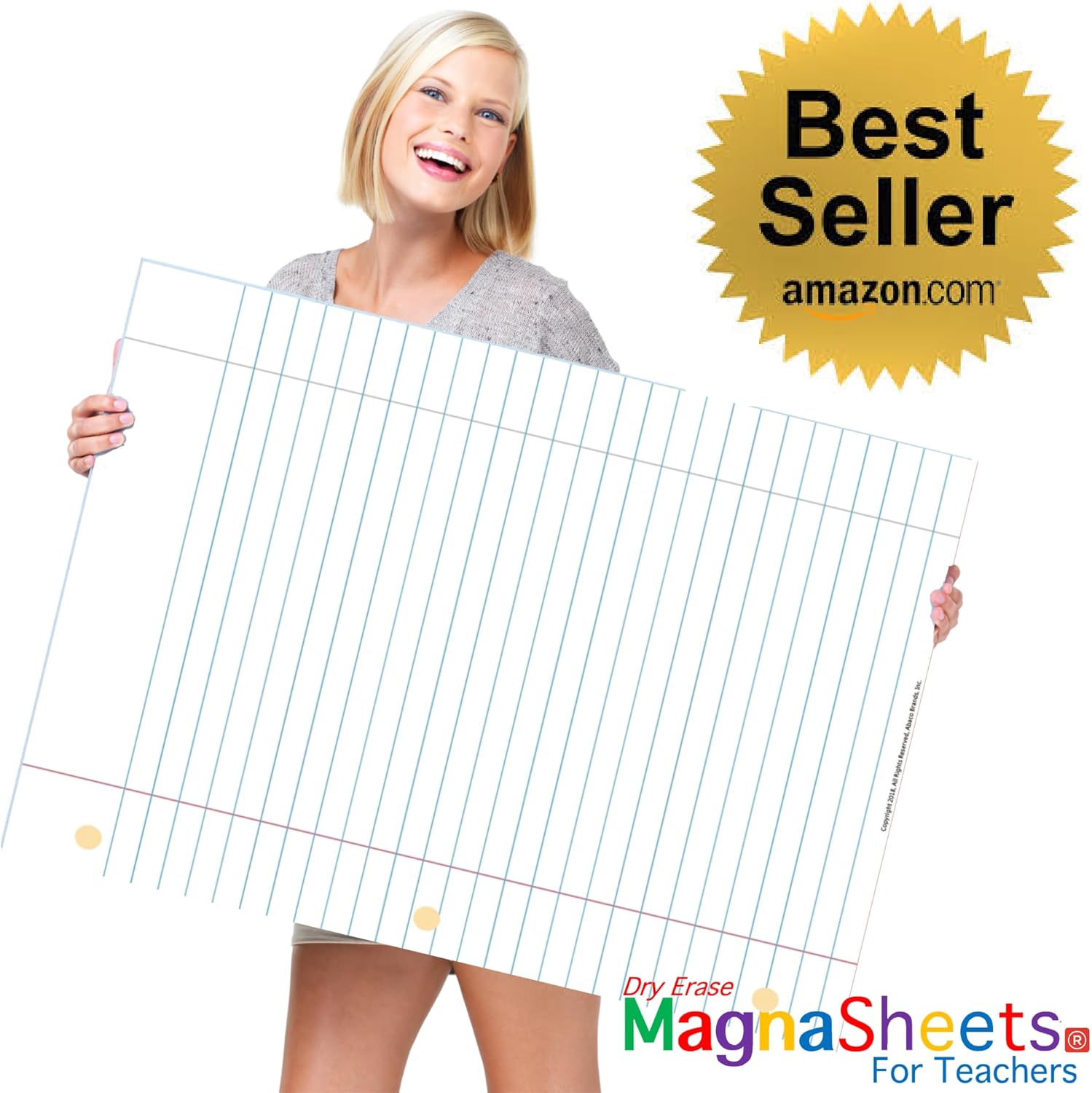 MAGNASHEETS Jumbo Magnetic Dry Erase Notebook Paper for Classrooms 22x28 Whiteboards | Premium PET Vinyl - No Staining or Ghosting! | Includes Storage Tube, Markers, Eraser, Must Have!