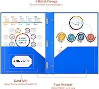Vista 3 de Officygnet Paquete de 8 carpetas de 2 bolsillos con cierre de 3 puntas, carpeta de plástico resistente con bolsillo frontal transparente, carpetas a