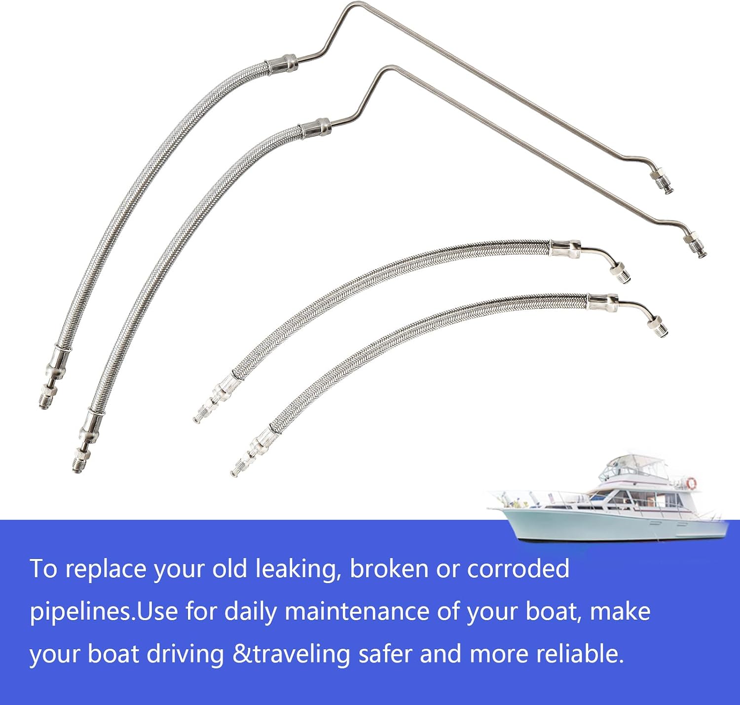 4 pcs Upgraded Trim Tilt Hydraulic Ram Cylinder Hose Kit for Mercruiser Alpha One with Trim Cylinder(15-9/16") & Bravo 1 2 3 X, 9B-104 & 9B-121 Trim Cylinders,Replace 32-864589, 32-864588