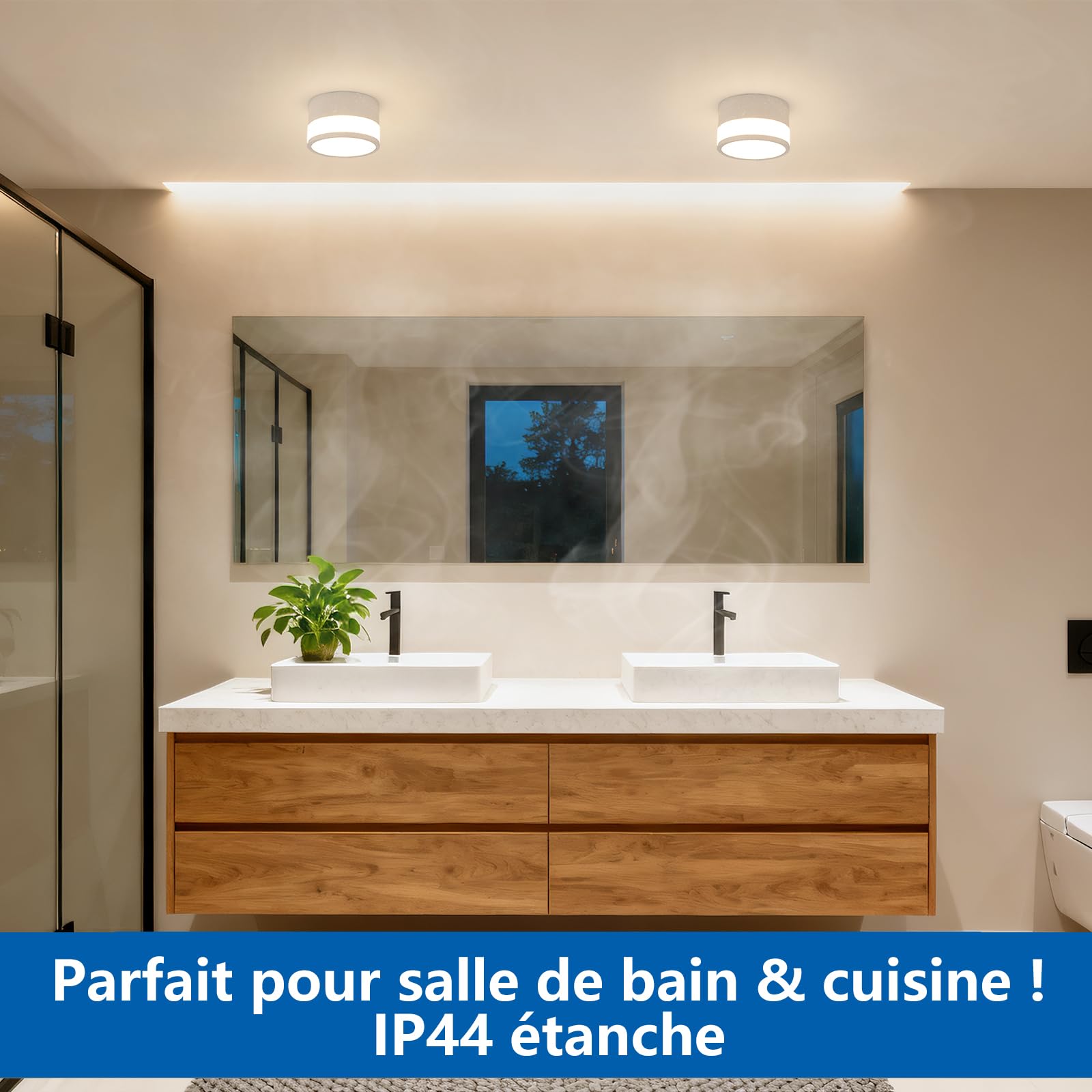 ZIZZLER 2 Spot Saillie Exterieur Salle de Bain IP44 Etanche, Plafonnier Spot Led Tube en Saillie Cylindre Couloir Entree, 12W Blanc Chaud Surface Mounted Luminaire Couloir Cuisine Ø10cm