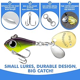 TRUSCEND Wide Search Cover Vibe Tail Spinner, Easy Catch Fishing Lures with Vibrating, Swimming, Jigging Action, BKK Super Slide Sharp Hook, Accurate Long Cast Fishing Spinner for Bass, Trout 3/4oz