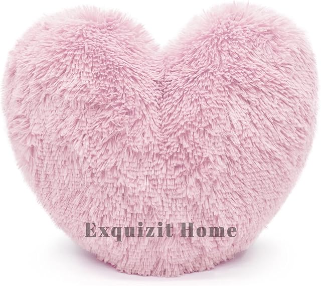 Teddy Bear Cuddly Fleece Super Soft Heart Shape Fluffy Filled Cushion Warm & Cosy Home Decoration Gift For Loved One Valentine Day Heart Cushion Pink 38cm x 38cm Approximate