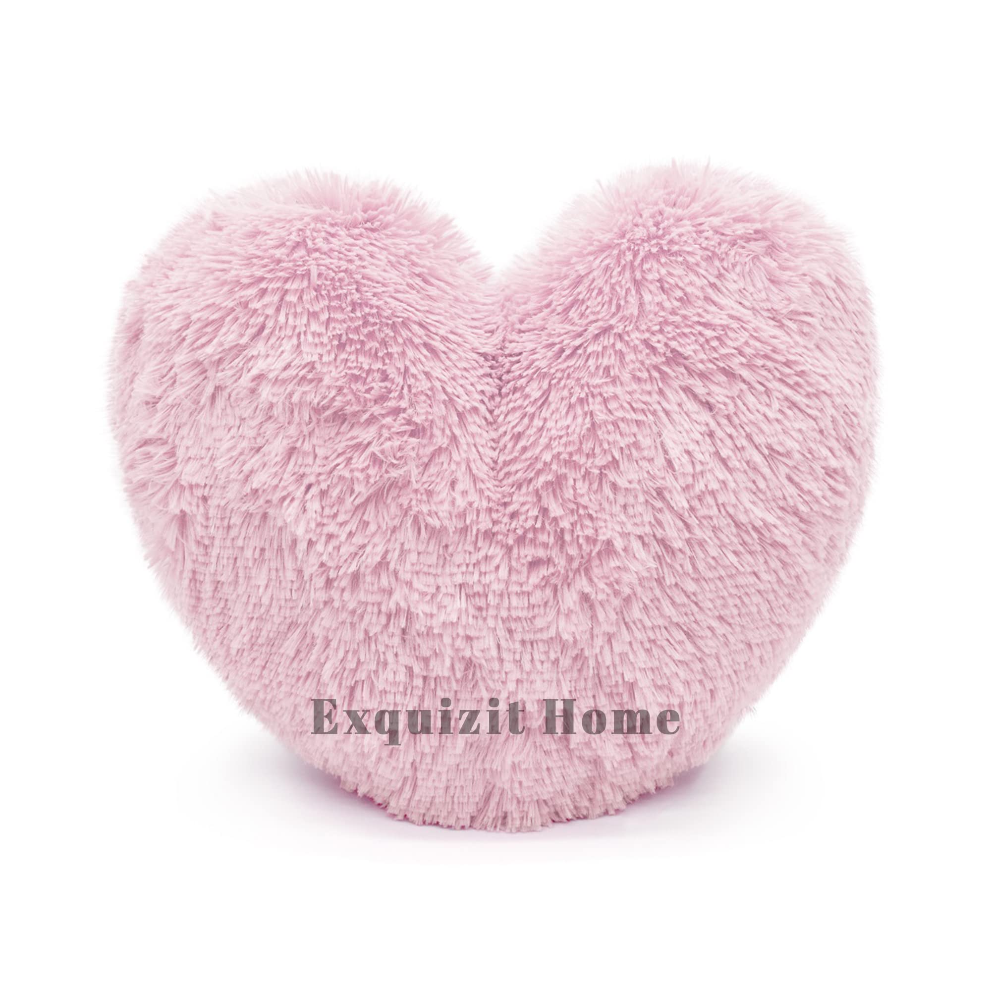Teddy Bear Cuddly Fleece Super Soft Heart Shape Fluffy Filled Cushion Warm & Cosy Home Decoration Gift For Loved One Valentine Day Heart Cushion Pink 38cm x 38cm Approximate