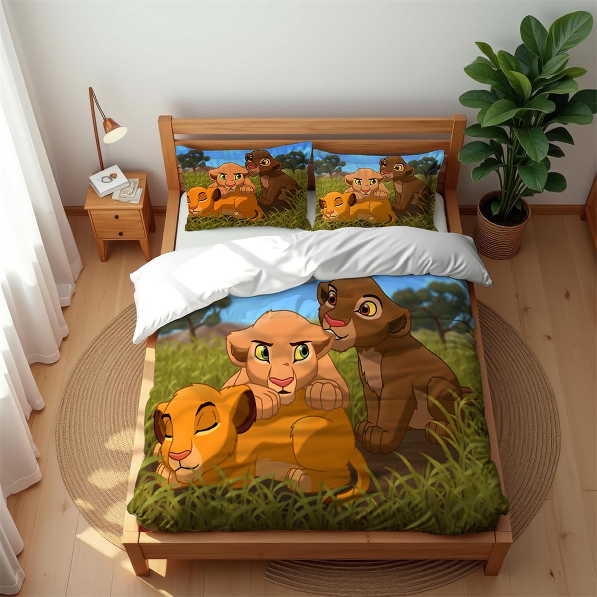 Premium Hotel Style Bedding Set The Lion King 3PCS Soft Cotton Rich Quilt Cover for All Seasons (lion 04,135x200cm(Single))