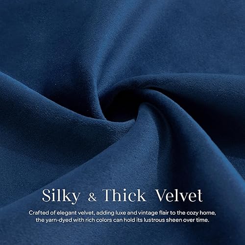 Miniatura 2 de Phantoscope Paquete de 2 fundas de almohada decorativas de terciopelo, fundas de cojín cuadradas suaves y sólidas para sofá, color azul marino, 12 x
