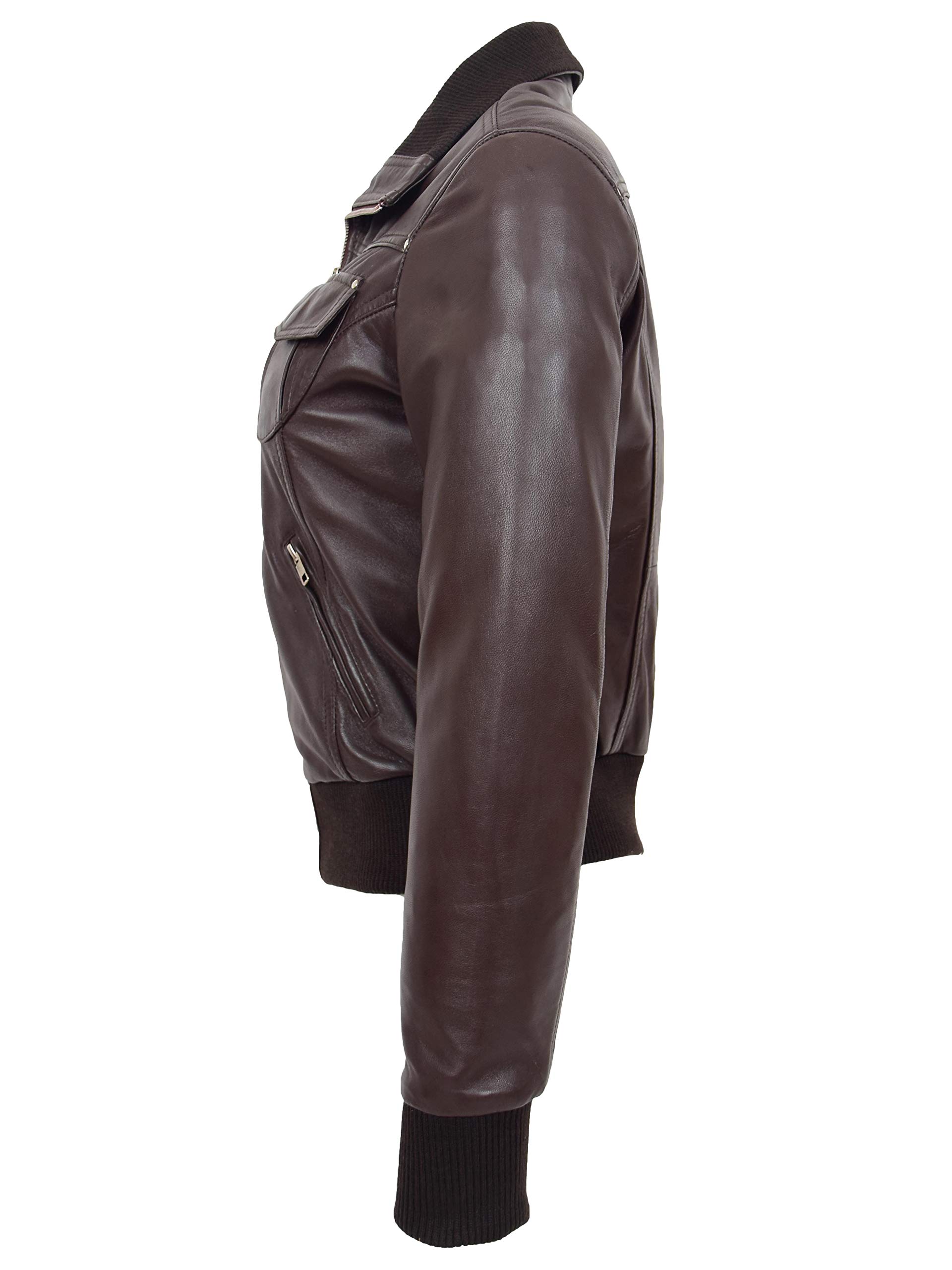 Veste bomber ajustée en cuir véritable pour femme