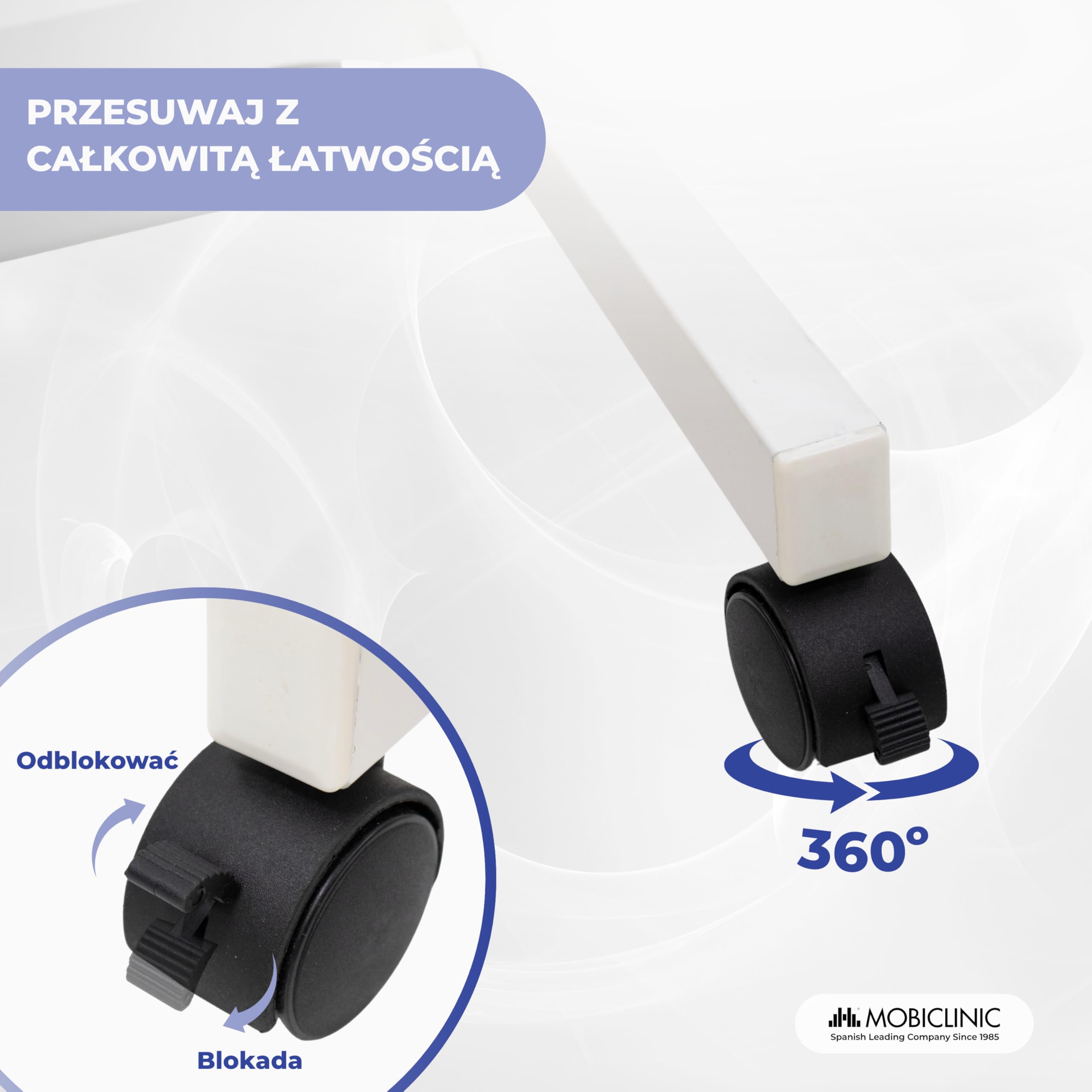 Mobiclinic®, Stolik Boczny, Składany, Regulowana Wysokość, Odchylany, do Komputera, Sofy, Łóżka, Obręcz Antypoślizgowa, Kółka 360º z Hamulcami, w Kształcie Litery C, Cumbre