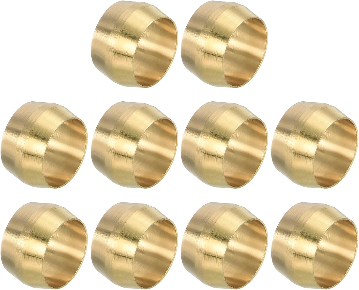 PATIKIL 1/8" ID Compression Sleeve Ferrules, 10 Pack Brass Sleeve Ferrules Compression Fitting Assortment Kit for Water Oil Air Pipe