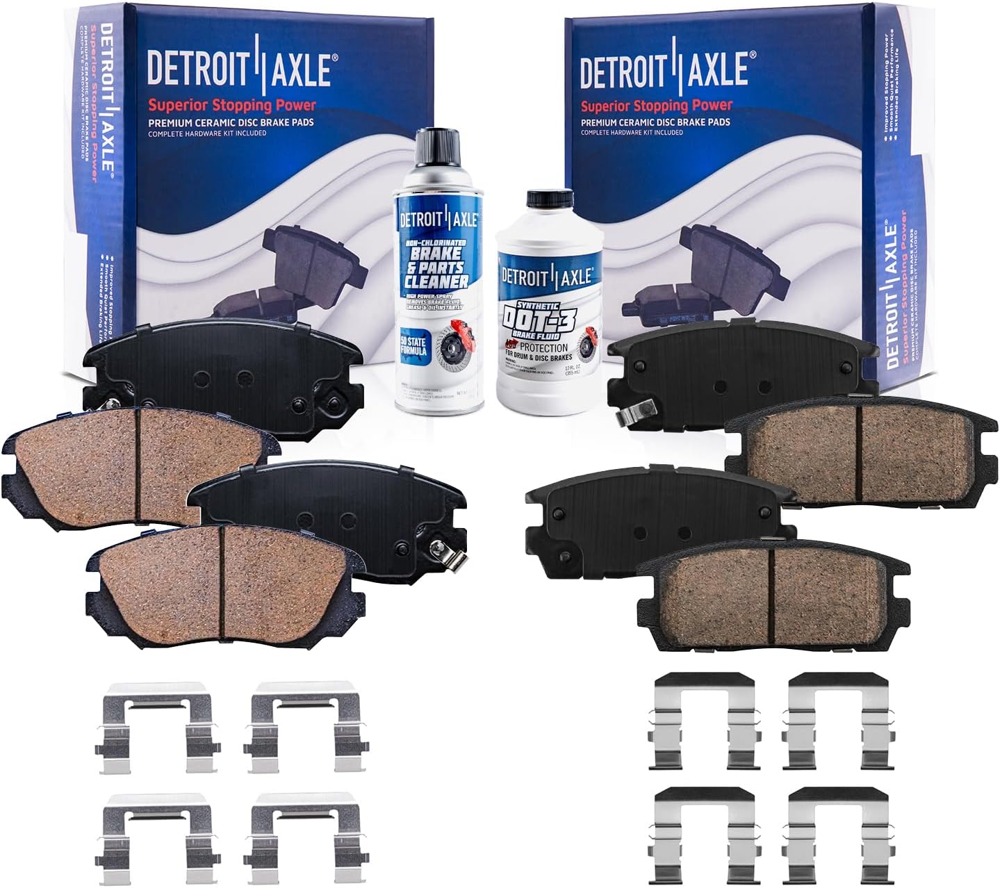 Detroit Axle Ceramic Front and Rear Brake Pads Kit for GMC Terrain (2010–2017)