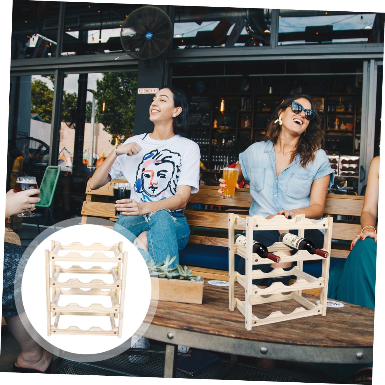 1pc Decorative Wooden Wine Rack Storage Stand for Bottles Compact and Sturdy Wine Display Holder for Home Kitchen Bar and Pantry Organization