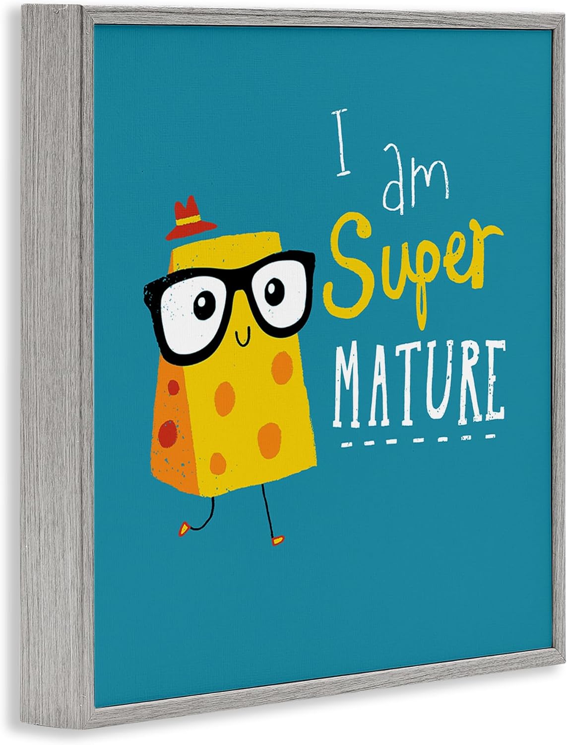 Stupell Industries 'Super Mature Swiss Cheese Humor Phrase Typography', Framed Giclee Art, Gray, 24 x 24 Inches, Easy to Hang and Sturdy, Made in USA, by Michael Buxton