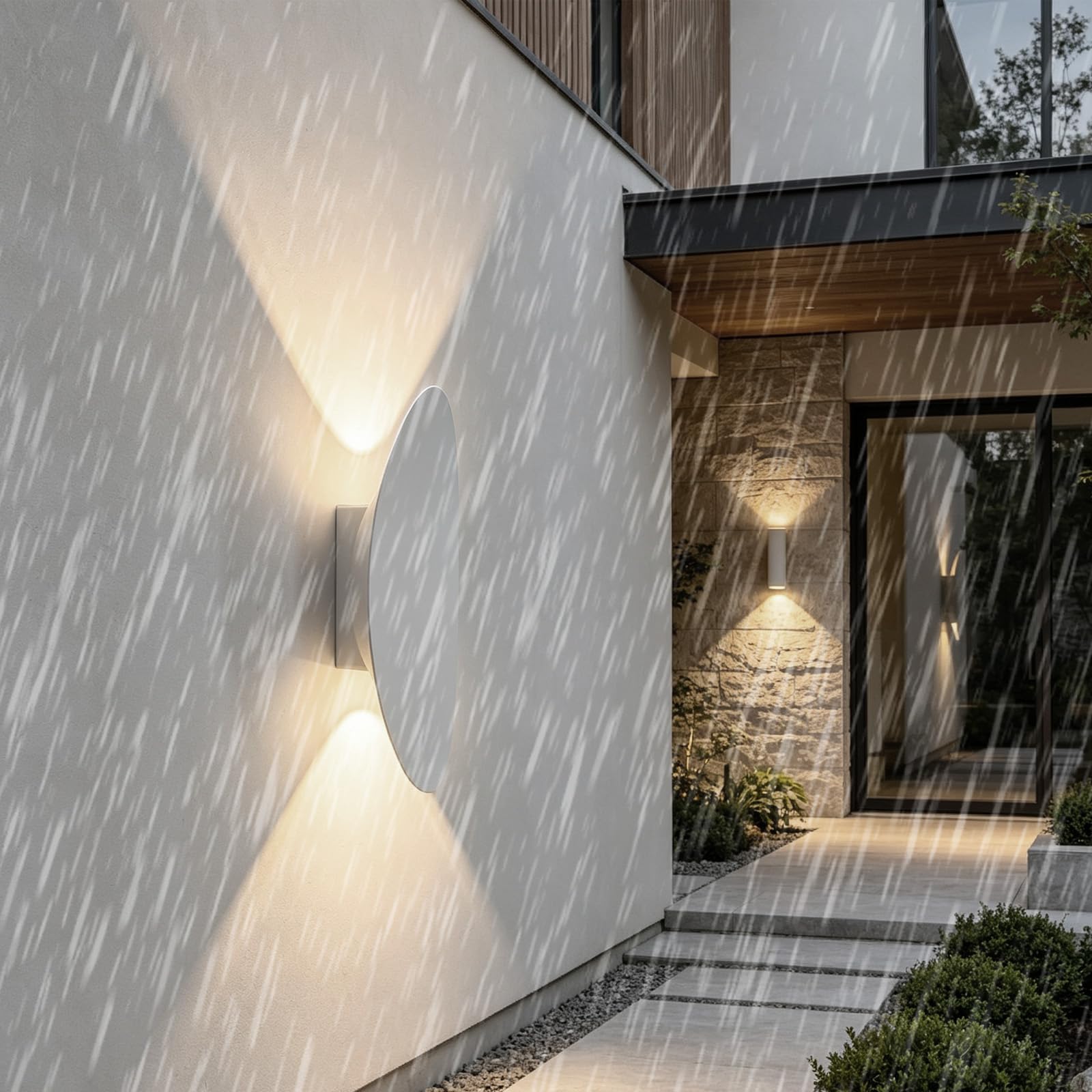 Moderno Alluminio Lampada da Parete LED Esterno IP65 Impermeabile Luce da Parete Nero/Bianco Minimalista Geometrico Design Applique da Parete Esterno/Interno per Giardino (B Bianco,Luce Neutra)