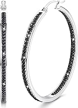 Dimaday Large Hoop Earrings Stainless Steel Hoop Earrings for Women Multicoloured Rhinestone Hoop Earrings Cute Huggie Earrings Jewellery Set 35 mm / 40 mm / 50 mm