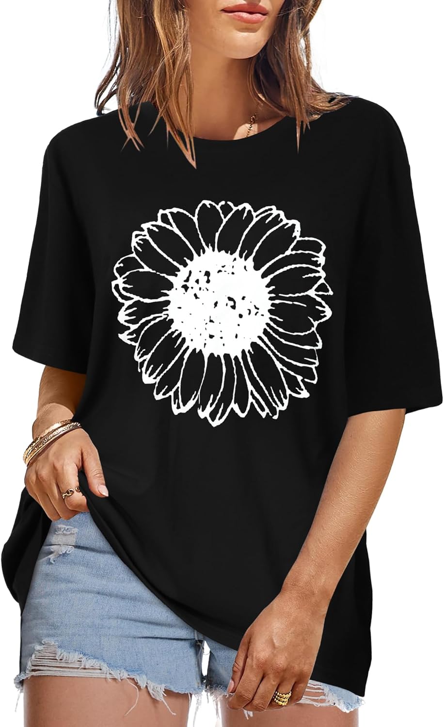 Womens Oversized T Shirts Loose Fit Graphic Tees Summer Casual Short Sleeve Tops - Image 5