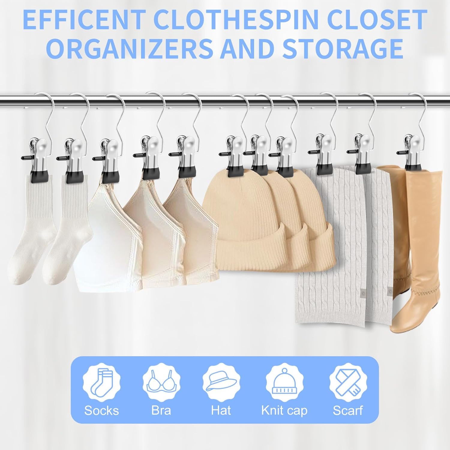 Senbowe Heavy Duty Clothes Pins, Boot Hanrs for Closet, Laundry Hook