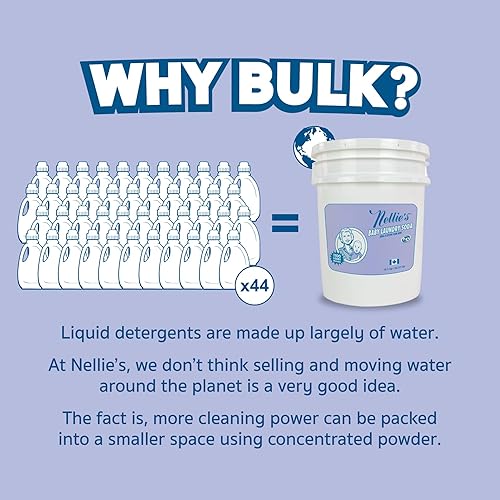 Miniatura 6 de Nellie's Soda de lavandería para bebés Detergente para ropa en polvo a granel para piel sensible de bebés Sin fragancia, suave y eficaz 500