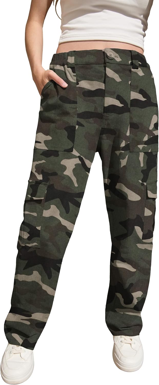 HiMONE Petite Women's Cargo Pants Baggy Y2K Jeans High Waisted Casual Stretchy Wide Leg Streetwear with 6 Pockets for Women - Image 6