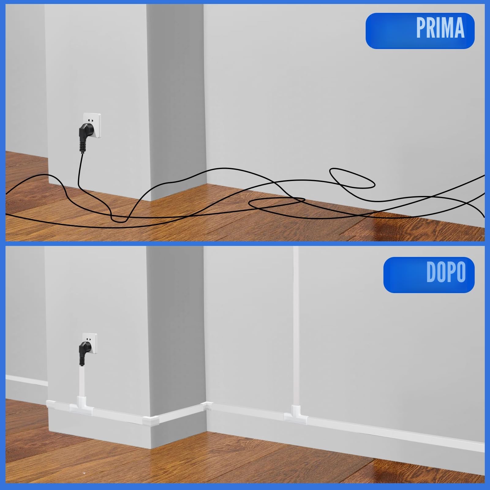 10 Pezzi Canalina per Cavi Autoadesiva, Canalina Passacavi Adesiva, Verniciabile, 400mm*15mm*10mm, Canalina per Cavi Tv, Copertura Per Cavi per Computer A Casa O In Ufficio