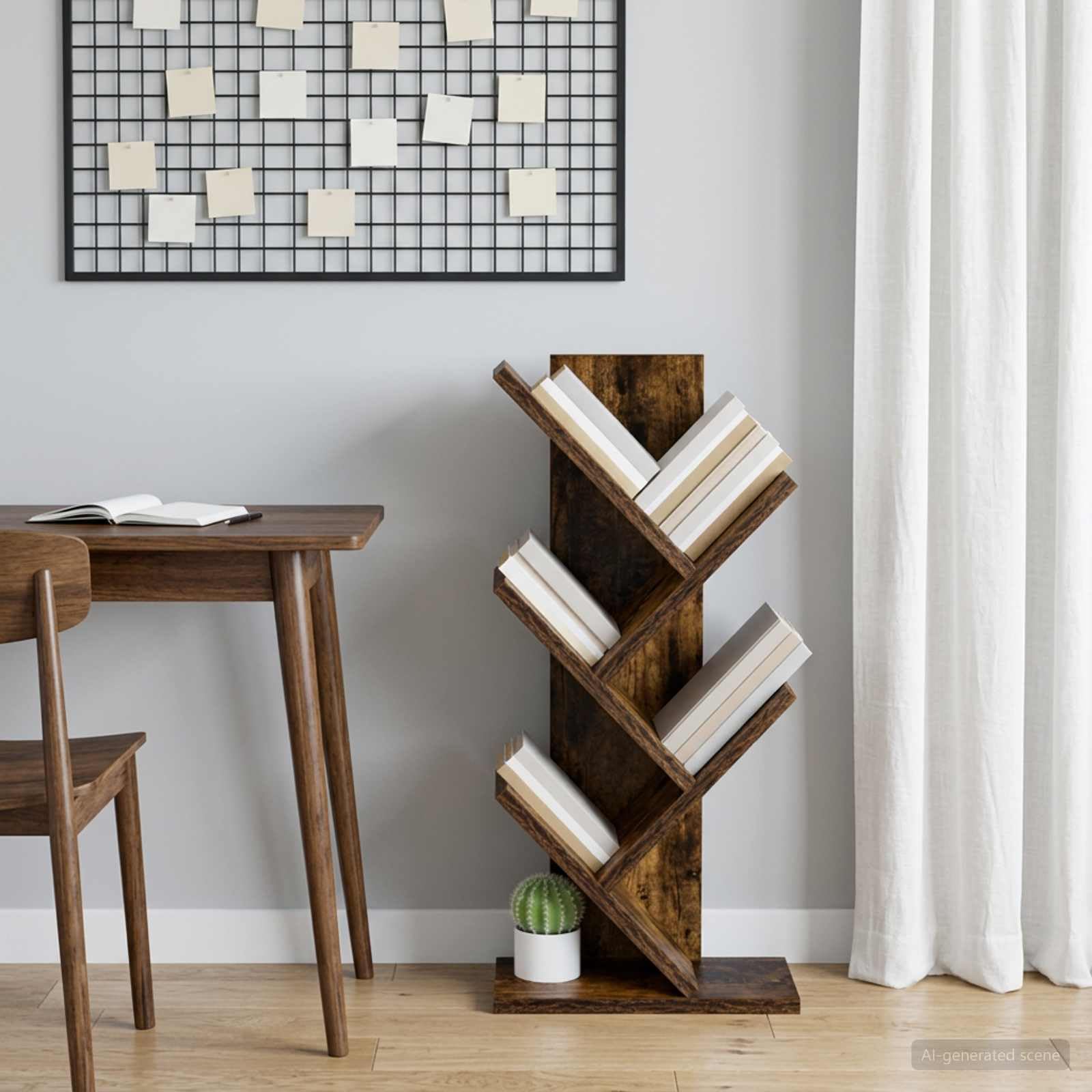 Estantería de madera para libros de 4 pisos, 30 x 18 x 60 cm